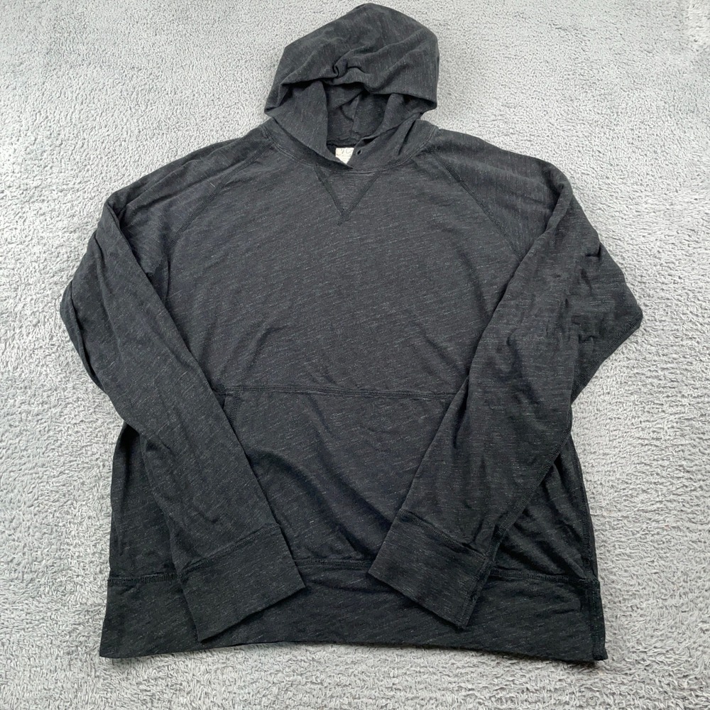 J Crew Hoodie Mens XL Black Cotton Raglan Pullover Lightweight Shirt Casual - Picture 2 of 9
